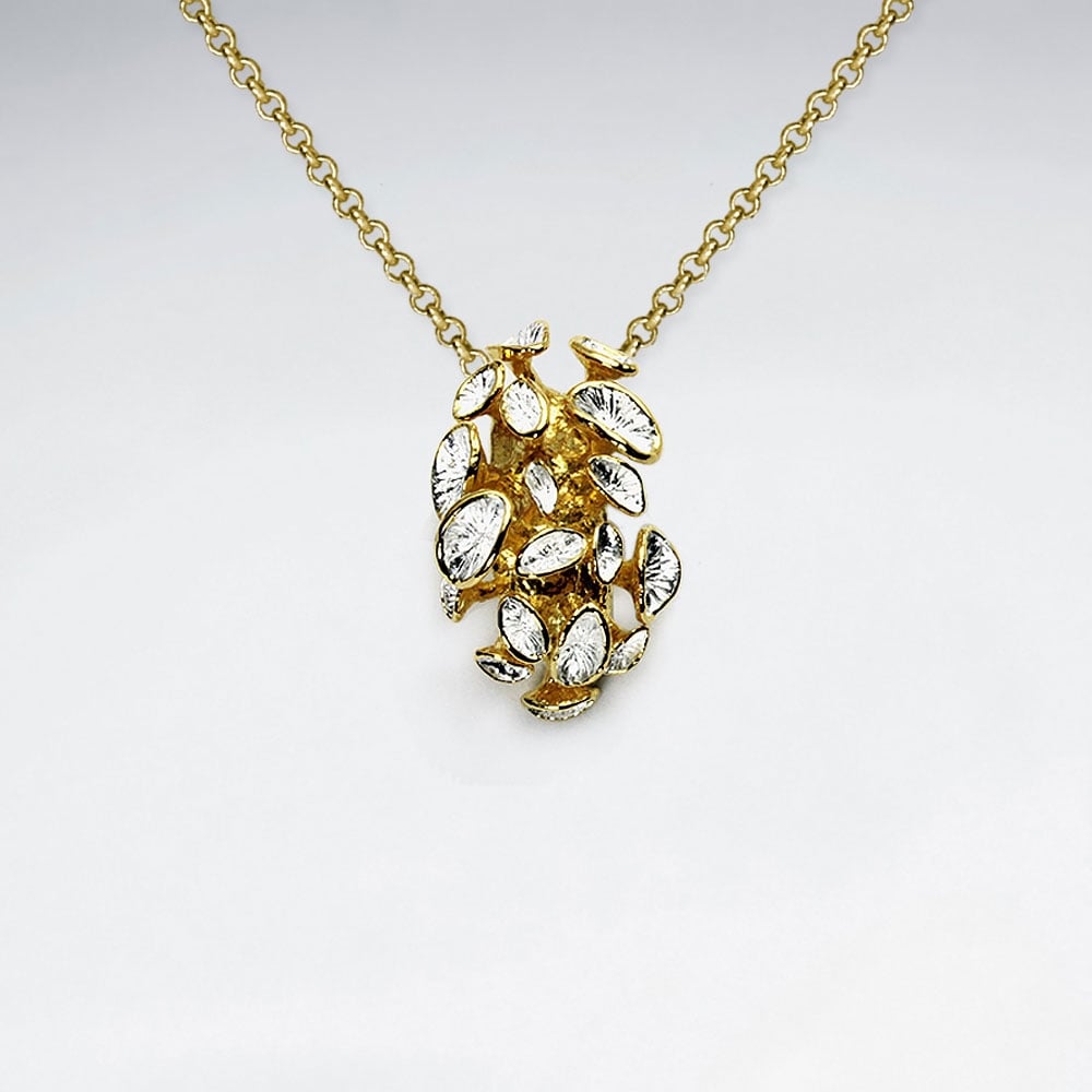 Oxidized Organic Clump Design Silver Pendant