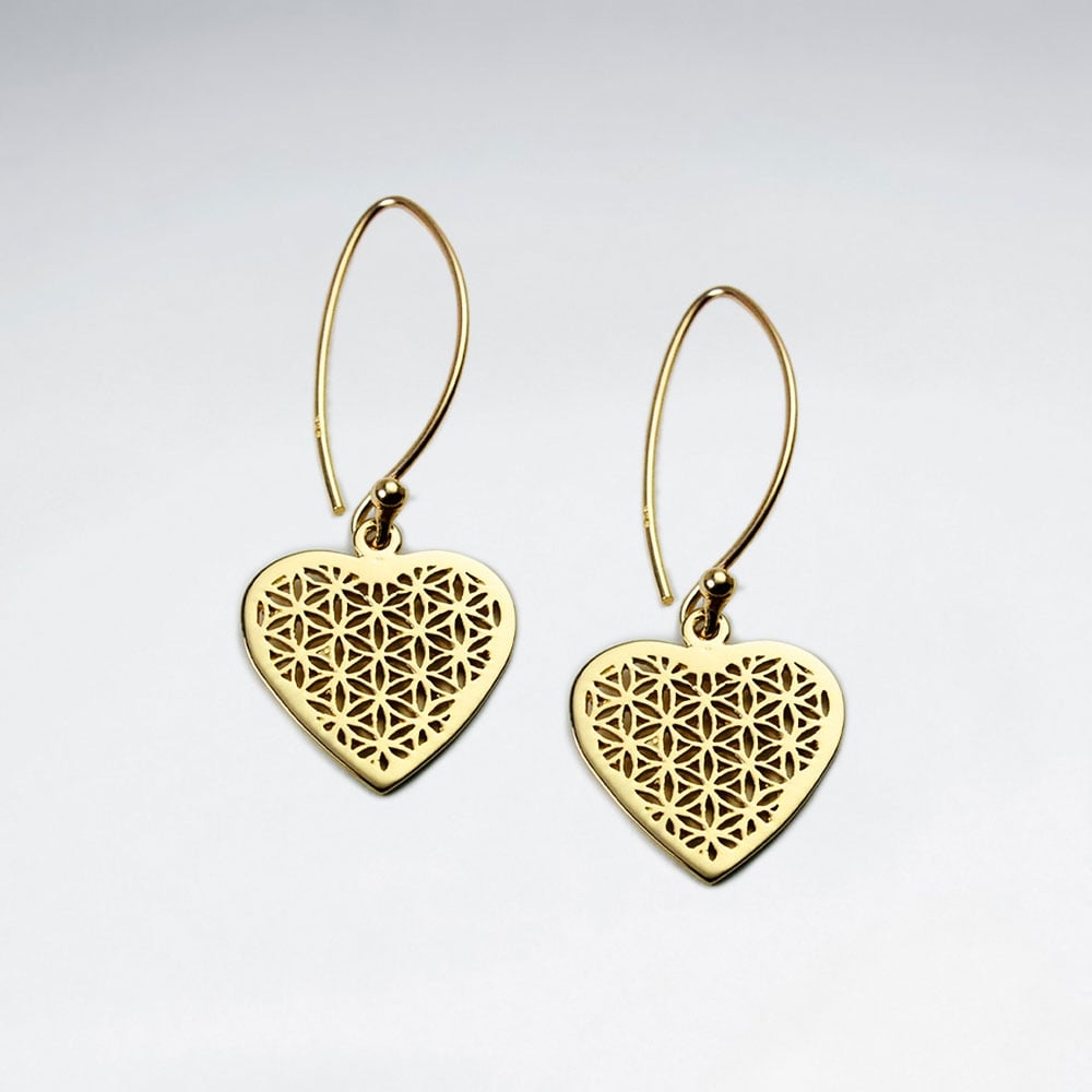 Heart Shape Flower of Life Silver Dangling Earring