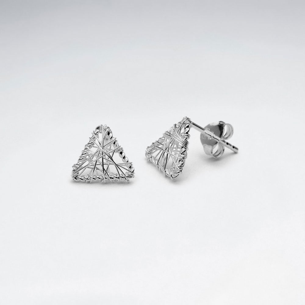 Triangle Sterling Silver Wirework Stud Earrings