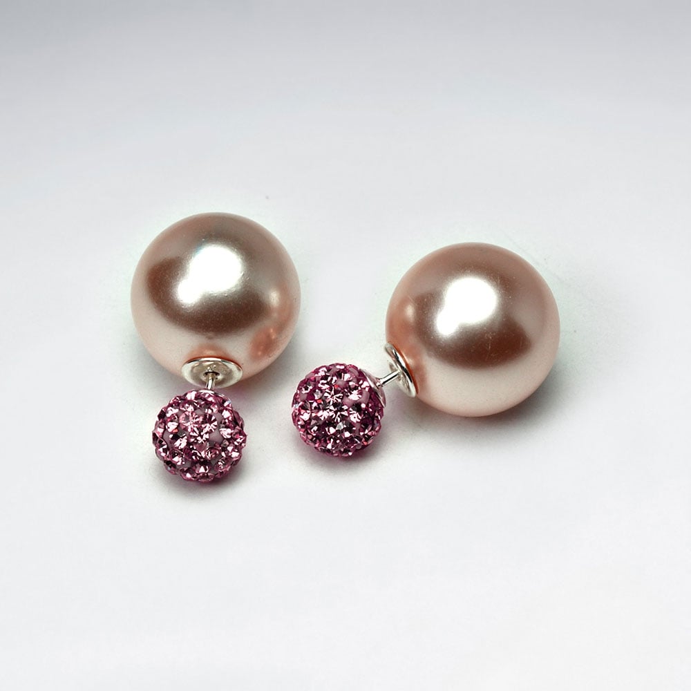 Elegant Finishes Faux Pearl Ball Stud Earrings