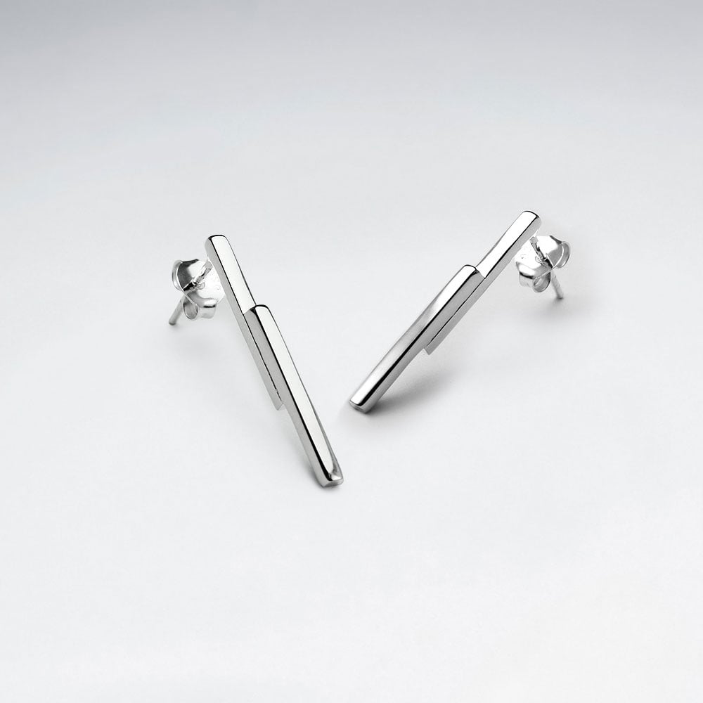 Sterling Silver Bard Minimalist Stud Earrings