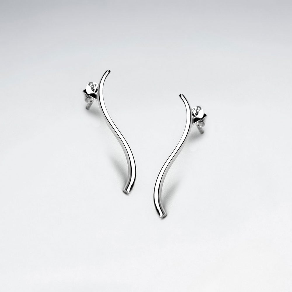 Sterling Silver Curve Minimalist Stud Earrings