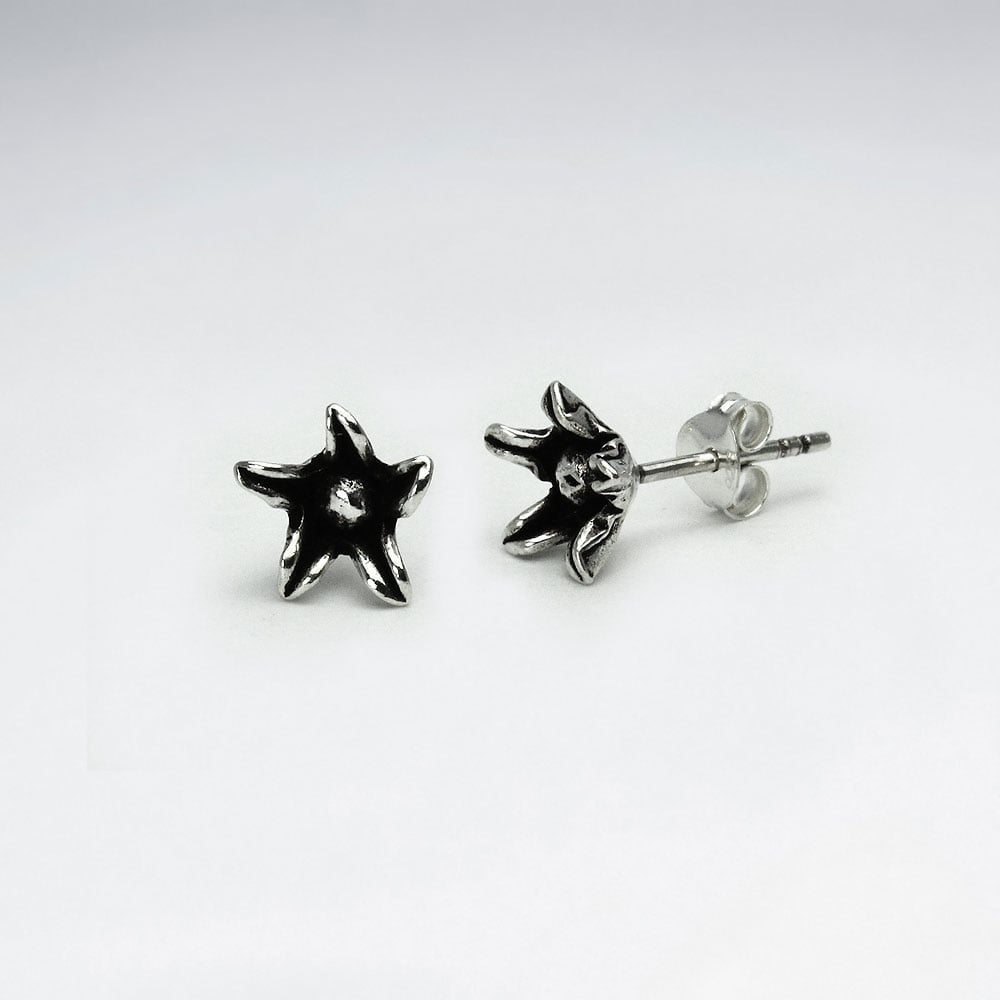 Oxidized Sterling Silver Handmade Starfish Stud Earrings