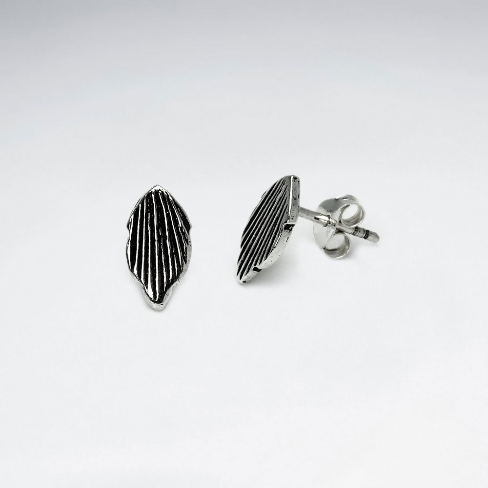 Oxidized Sterling Silver Handmade Textured Organic Design Stud Earrings