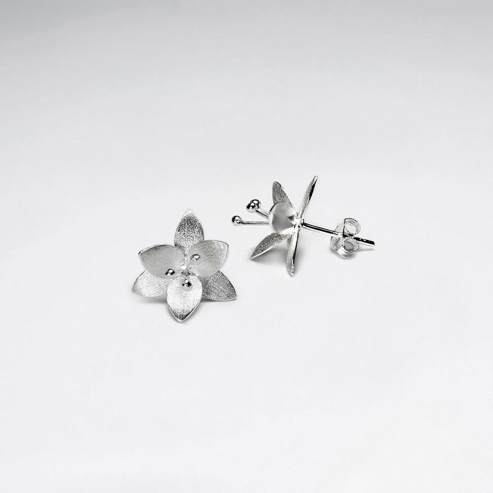 Pointed Blossom Sterling Silver Flower Earrings