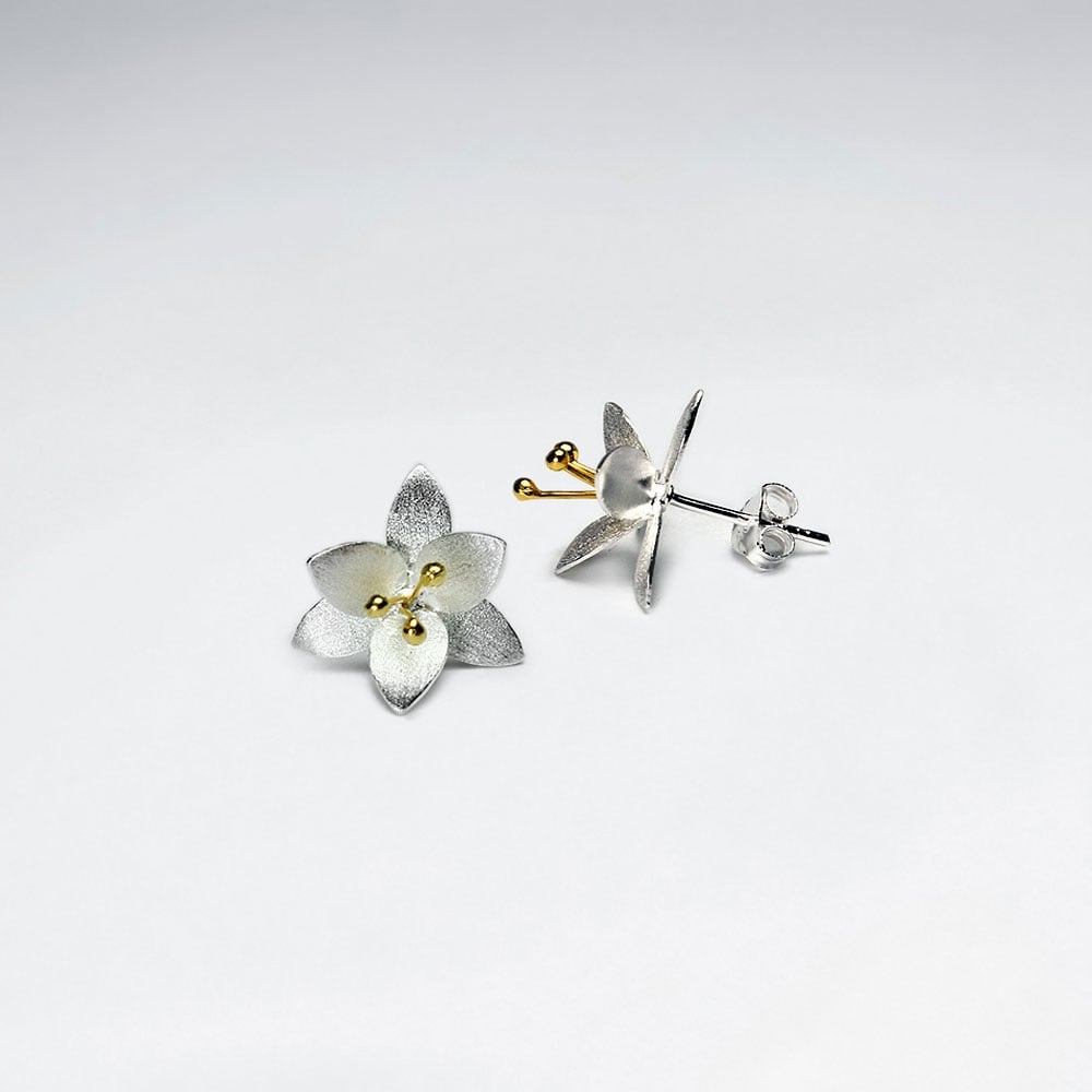 Pointed Blossom Sterling Silver Flower Earrings