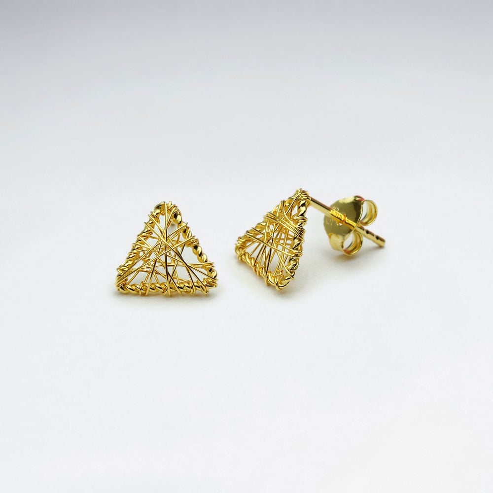 Triangle Sterling Silver Wirework Stud Earrings