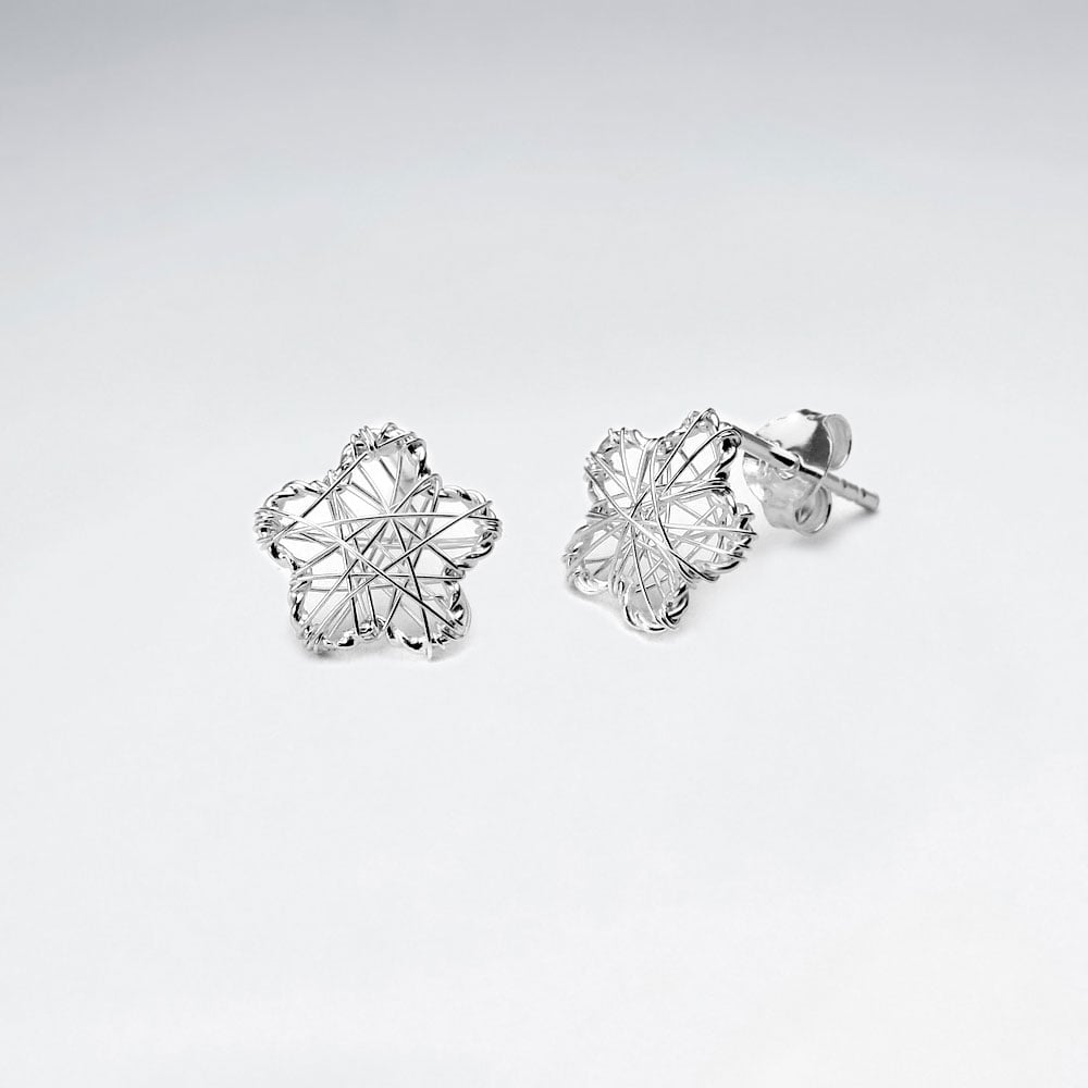 Floral Silver Wirework Stud Earrings