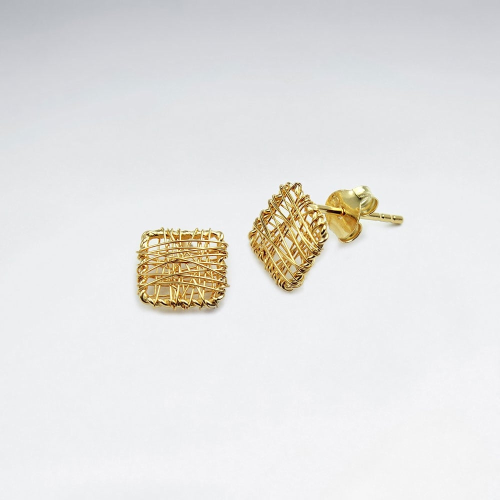 Silver Wirework Marquis Stud Earrings