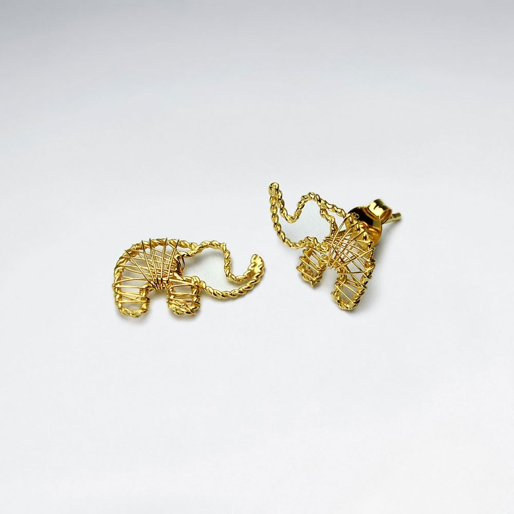 Silver Elephant Wirework Stud Earrings