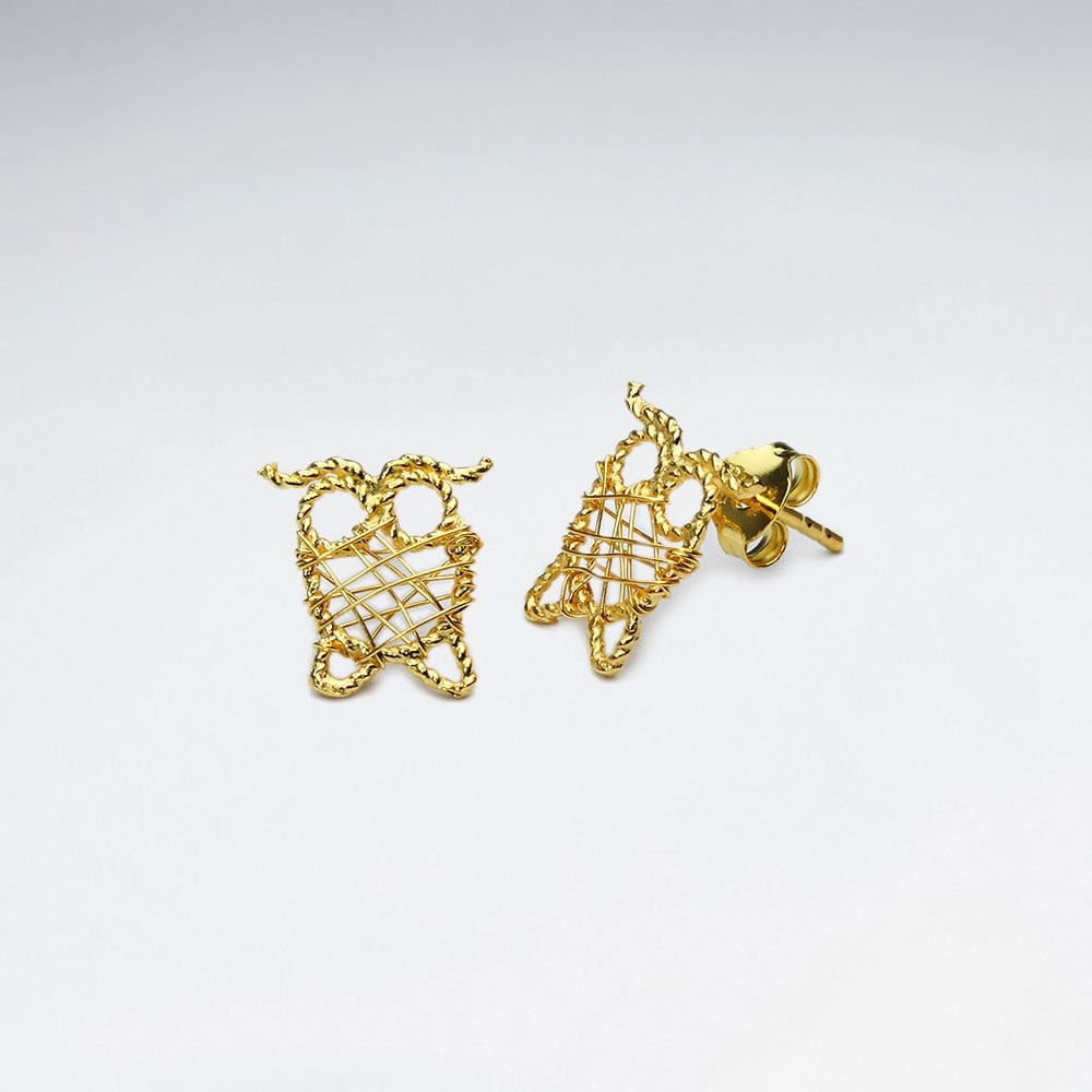 Silver Wirework Owl Stud Earrings