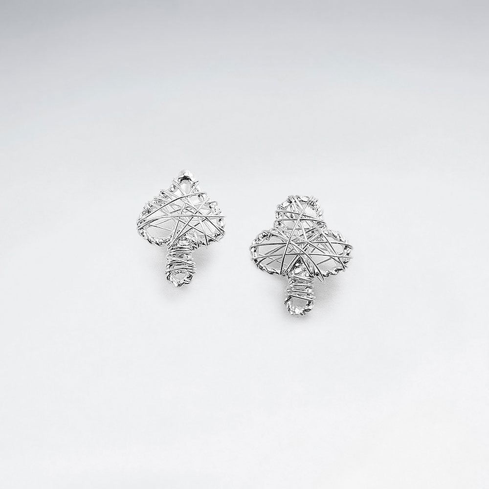 Silver Wirework Spades and Club Stud Earrings