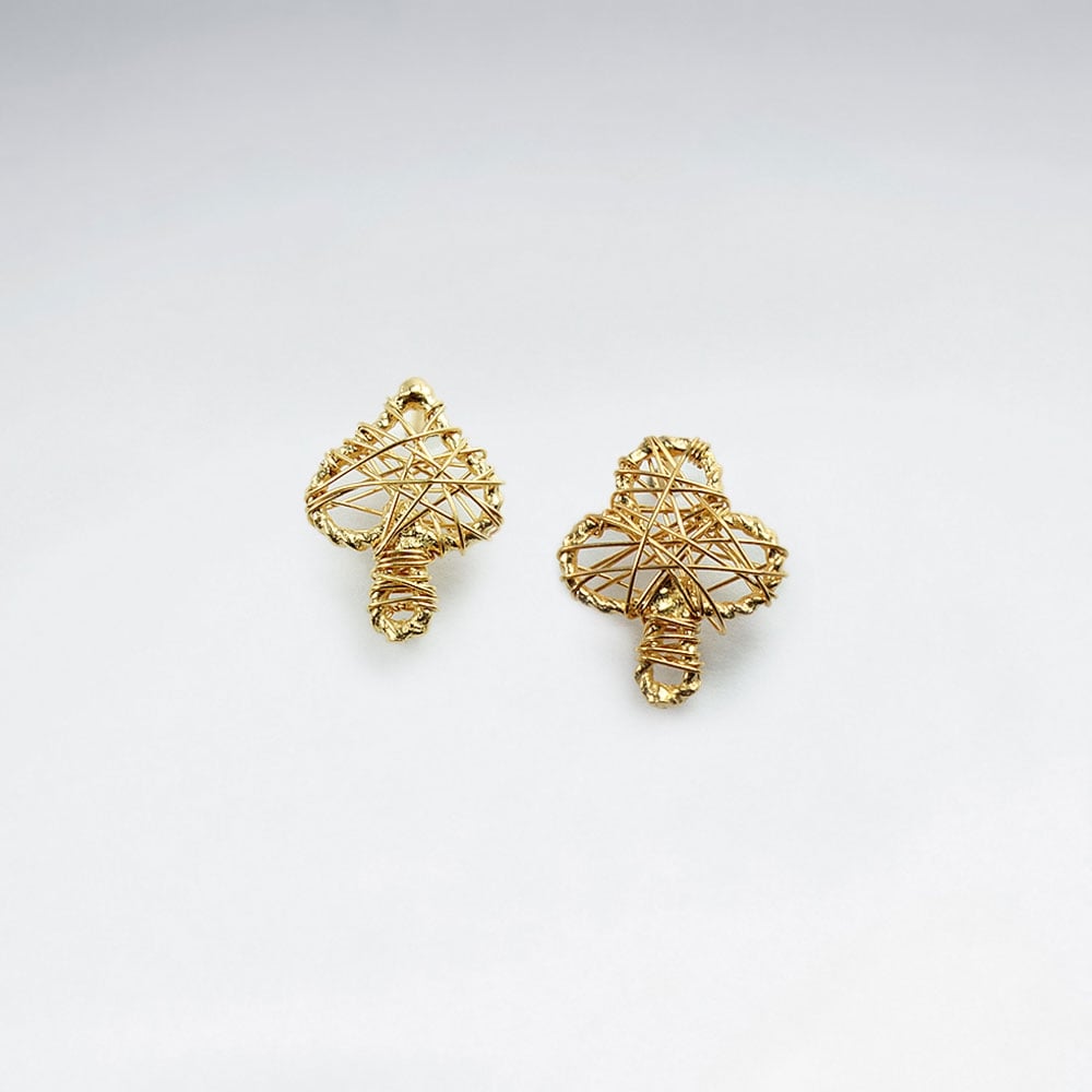 Silver Wirework Spades and Club Stud Earrings