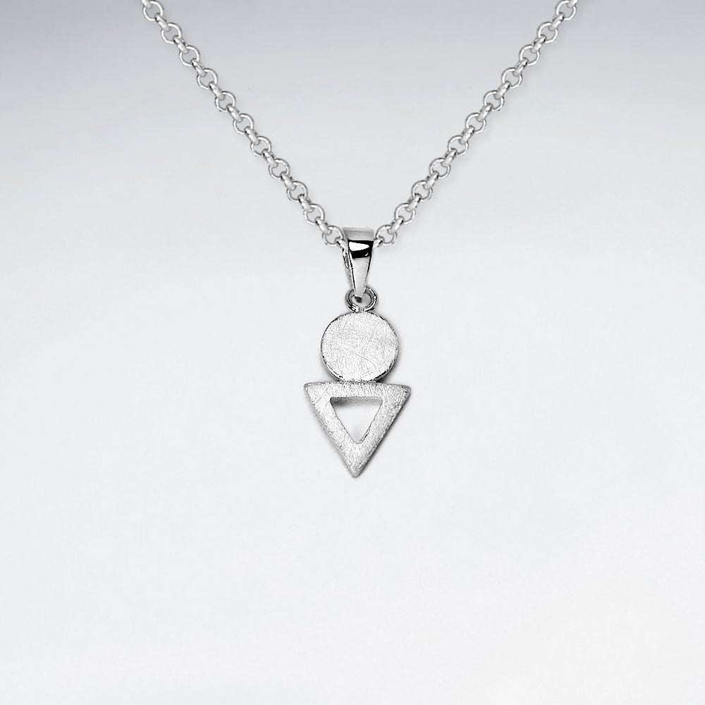 Solid Circle and Openwork Triangle Pendant in Sterling Silver