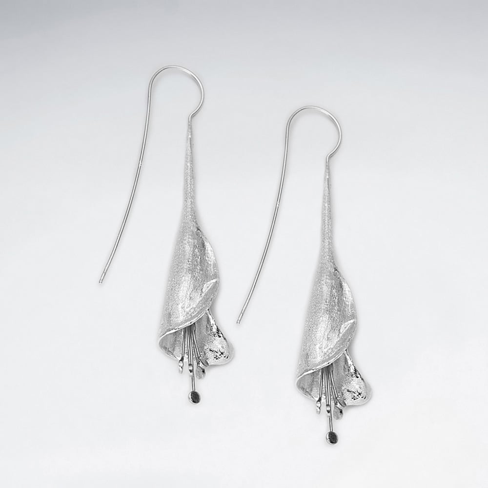 Sterling Silver Matte Flower Earrings