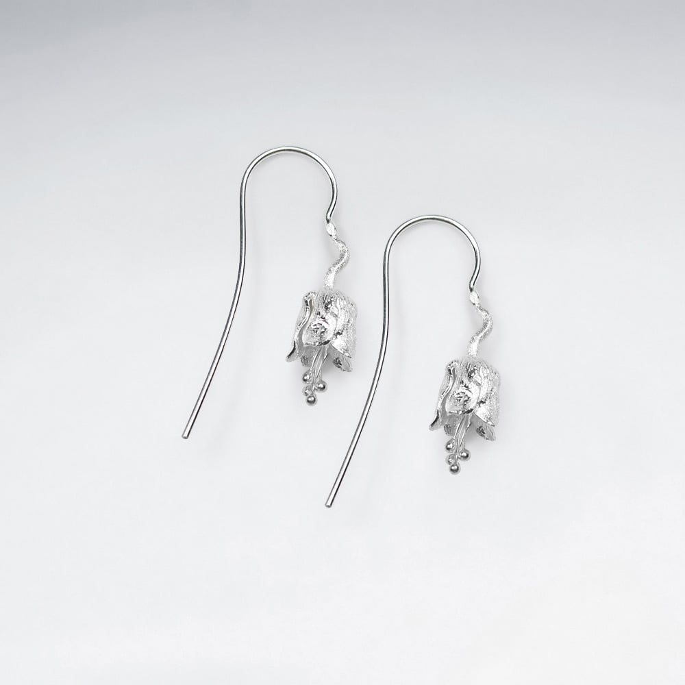 Matte Silver Nature's Beauty Dainty Flower Earrings