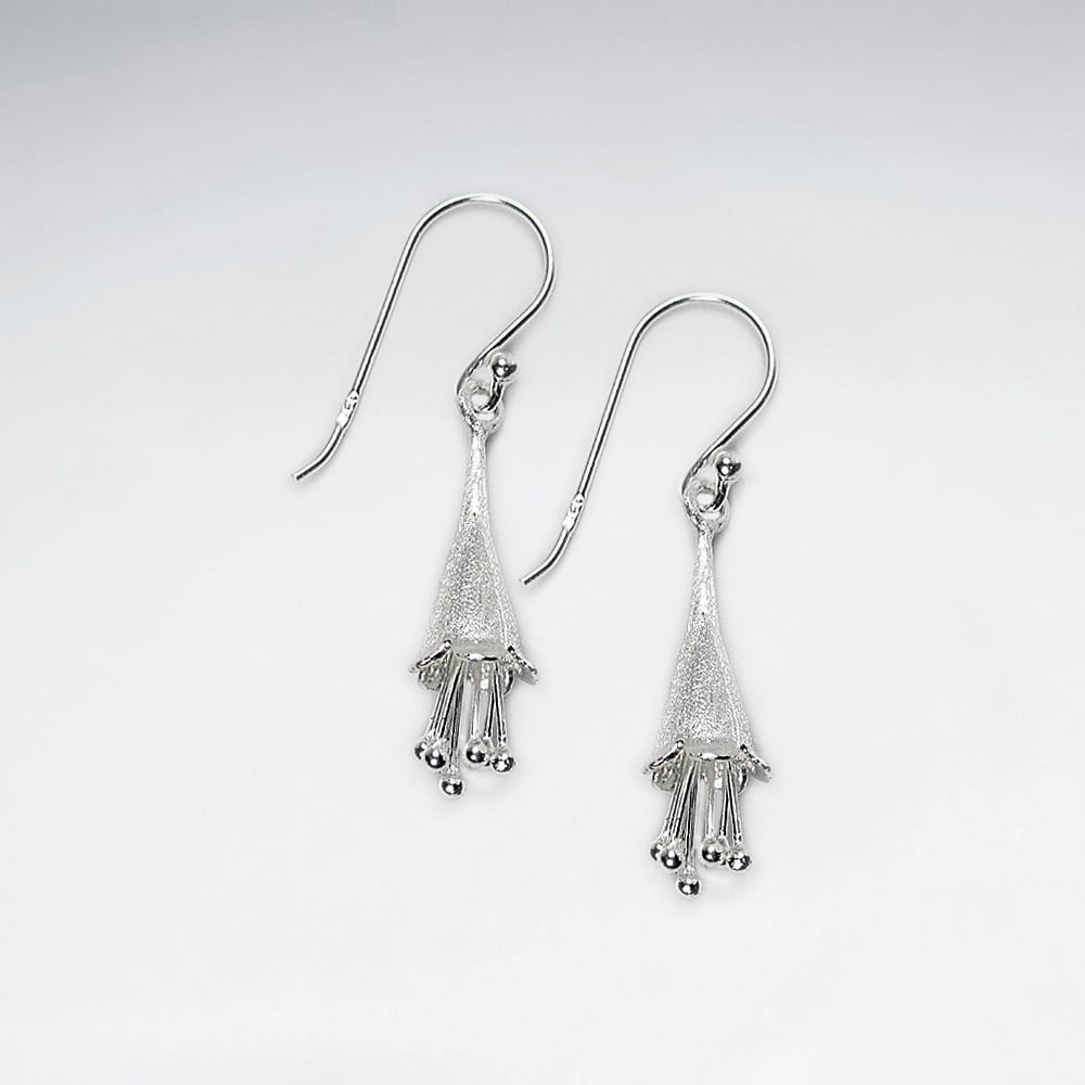 Sterling Silver Matte Finish Flower  Earrings