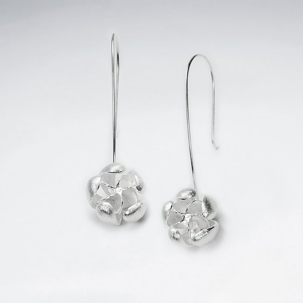 Sterling Silver Organic Floral Inspired Drop Earrings