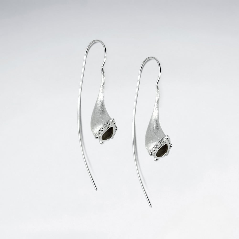 Sterling Silver Tubular Blossom Drop Earrings
