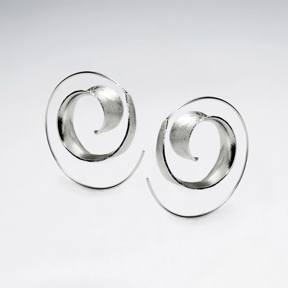 Matte Silver Mod Designs Spiral Loop Earrings