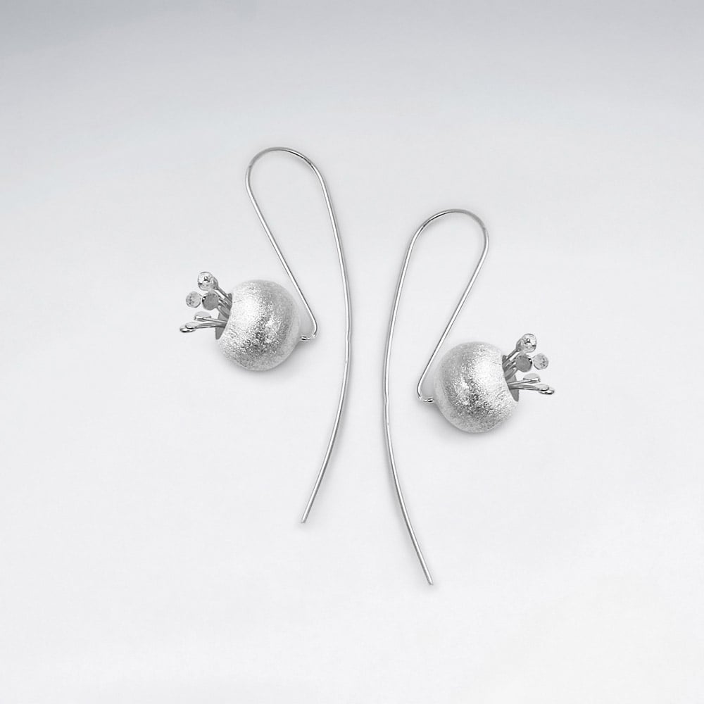 Matte Silver Blueberry Threader Earrings