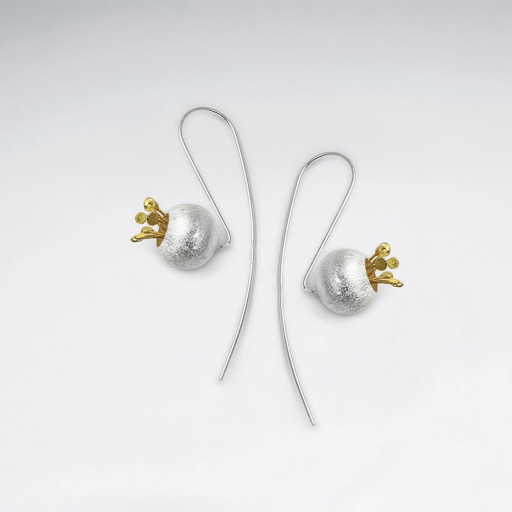 Matte Silver Blueberry Threader Earrings