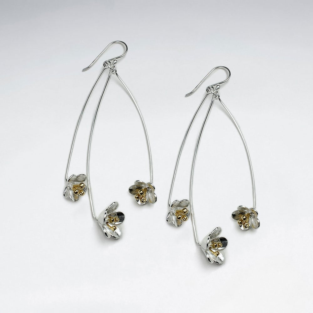 Triple Sterling Silver Blossoms Dangle Earrings