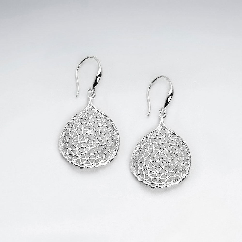 Sterling Silver Teardrop Filigree Dangle Earrings