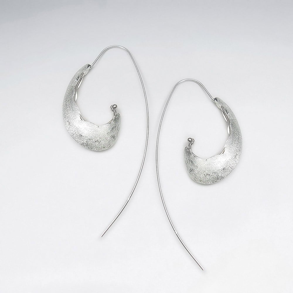 Matte Silver Organic Artiste Inspired Threaded Earrings