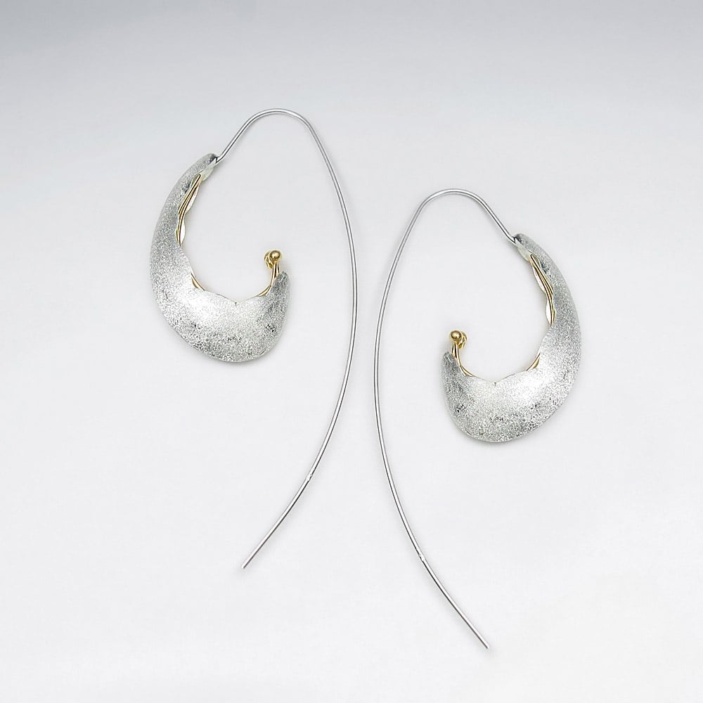 Matte Silver Organic Artiste Inspired Threaded Earrings
