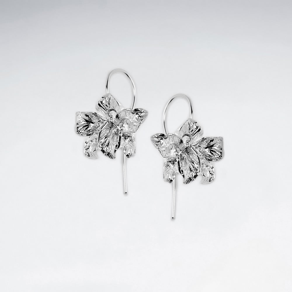 Sterling Silver Ornate Flower Blossom Earrings