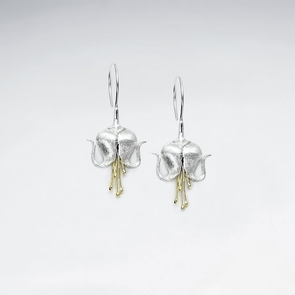 Matte Silver Bleeding Hearts Dangle Earrings