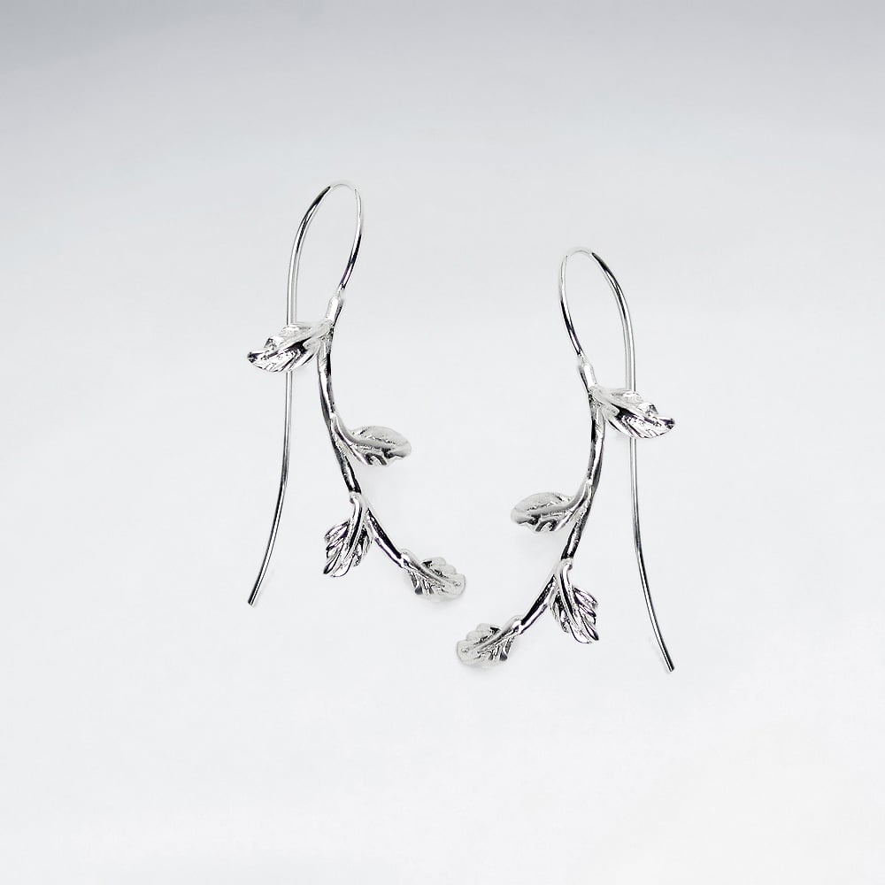 Sterling Silver Leafy Garden Vine Earrings
