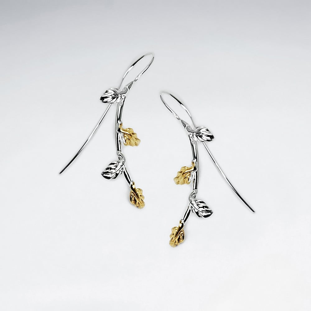 Sterling Silver Leafy Garden Vine Earrings
