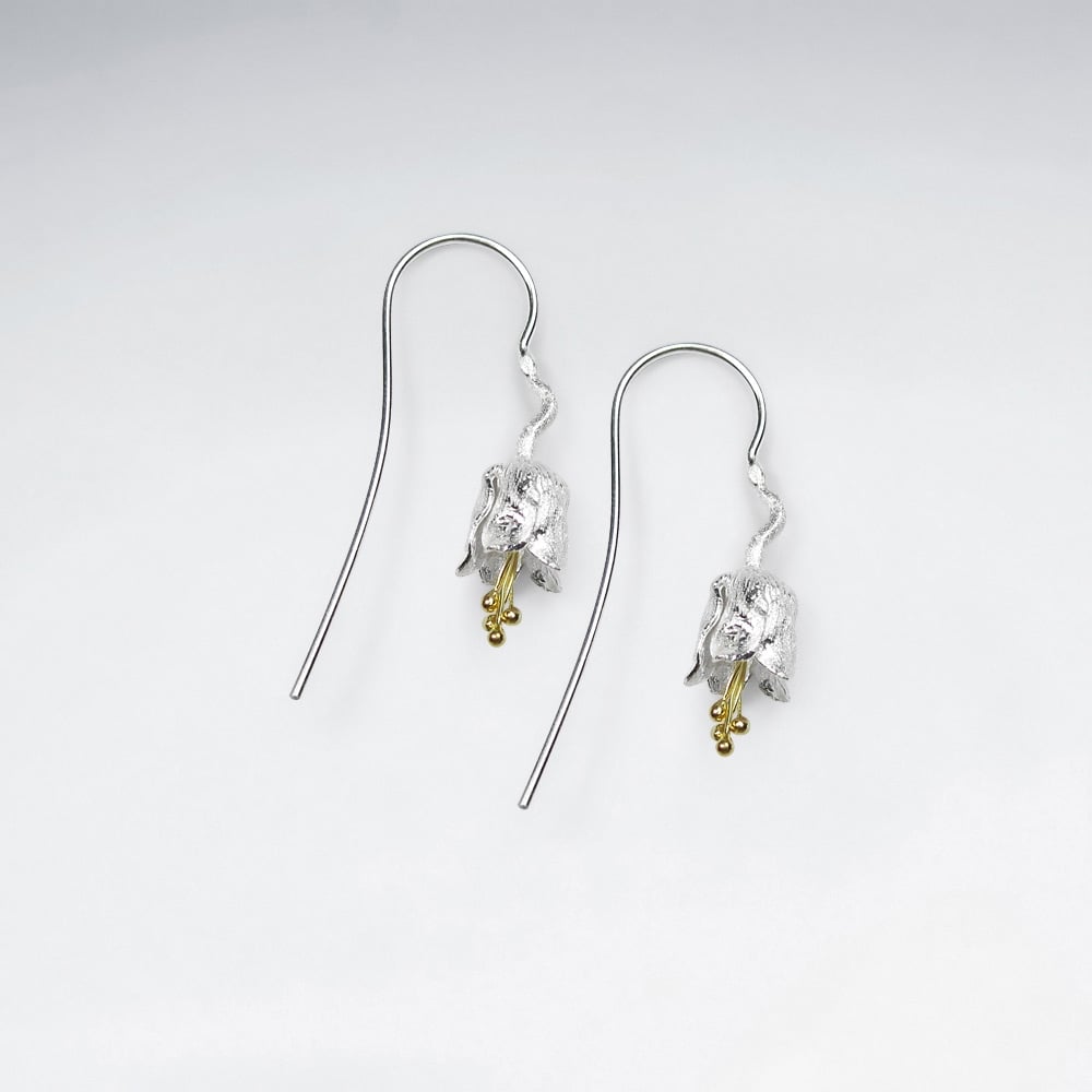 Matte Silver Nature's Beauty Dainty Flower Earrings