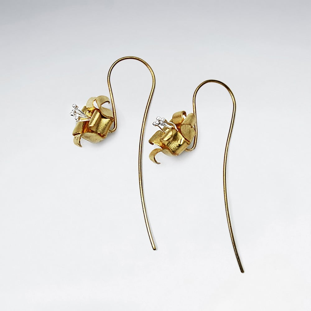Sand Blasted Silver Garden Elegance Flower Earrings
