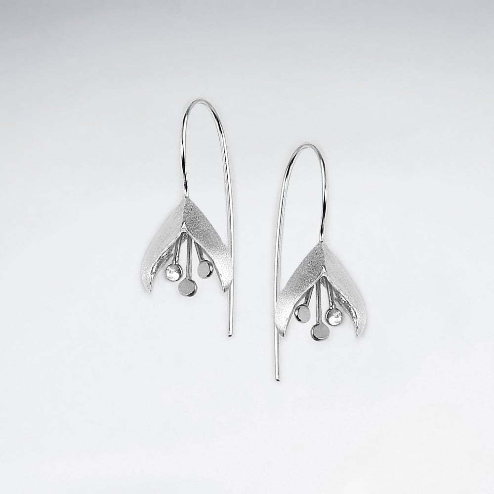 Matte Finish Lily Silhouette Drop Earrings