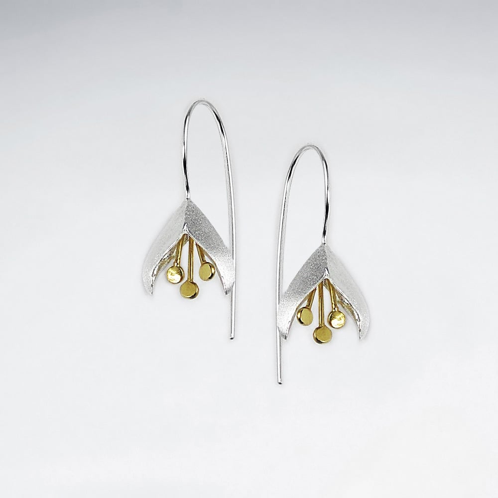 Matte Finish Lily Silhouette Drop Earrings