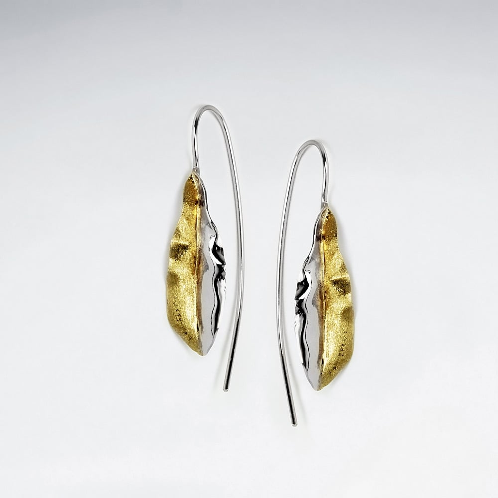 Rippling Leaf Frond Drop Earrings in Sterling Silver
