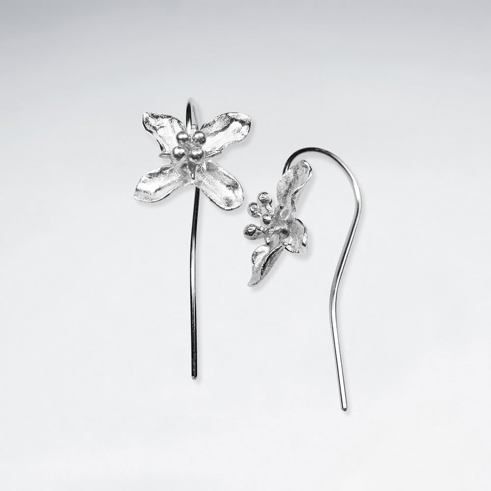 Sterling Silver Blooming Blossoms Four Point Earrings