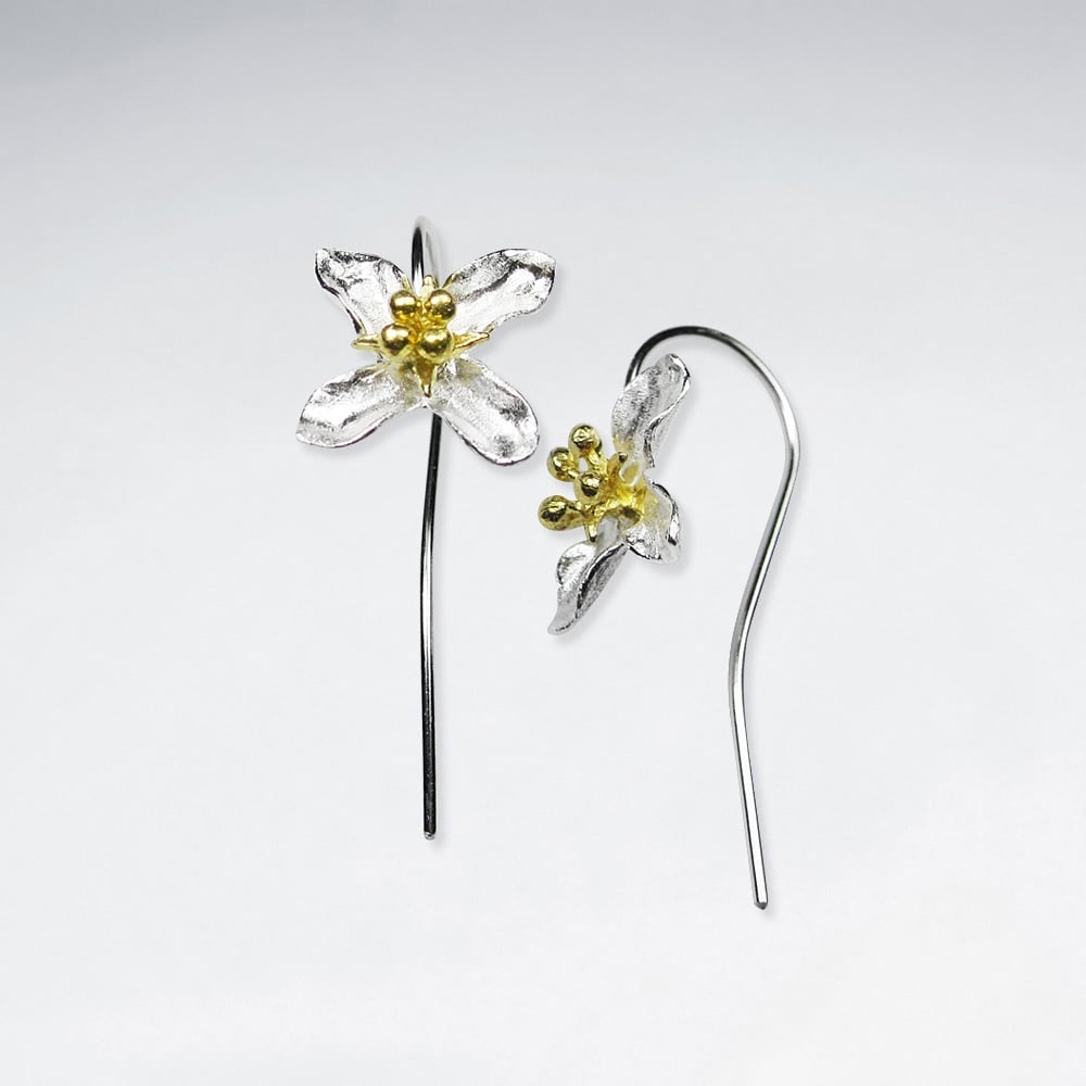 Sterling Silver Blooming Blossoms Four Point Earrings