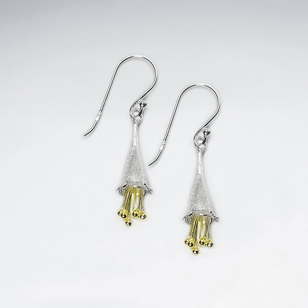 Sterling Silver Matte Finish Flower  Earrings