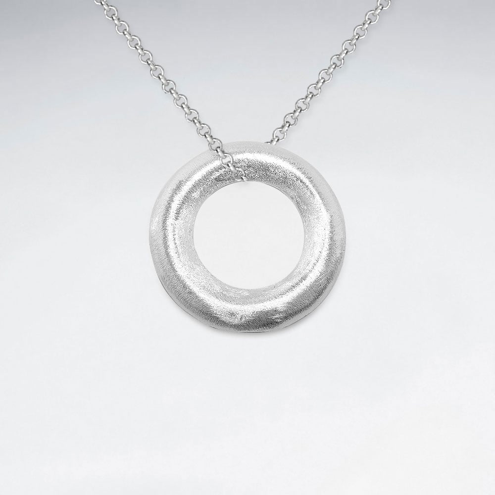 Sterling Silver Chunky Open Work Circle Pendant