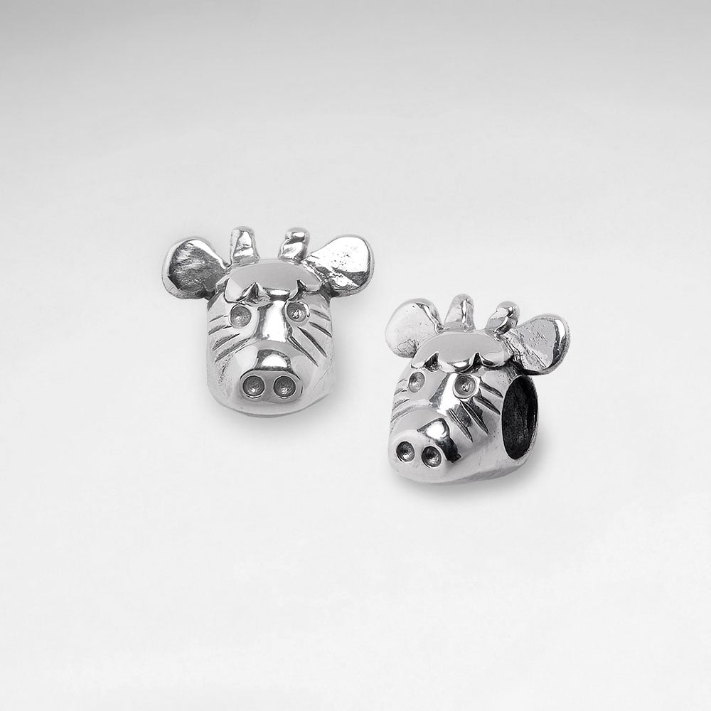Oxidized Silver Zebra Head Beads
