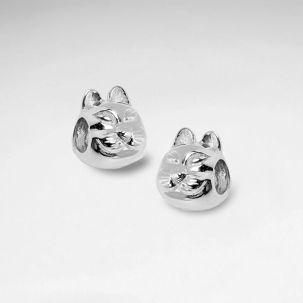 Sterling Silver Sly Cat Beads