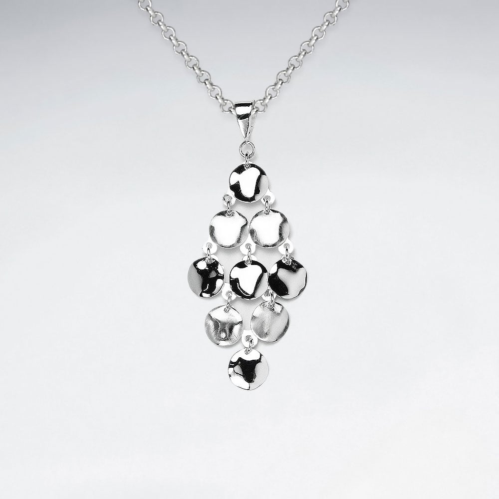 Sterling Silver Dainty Circle Marquise Cascade Pendant