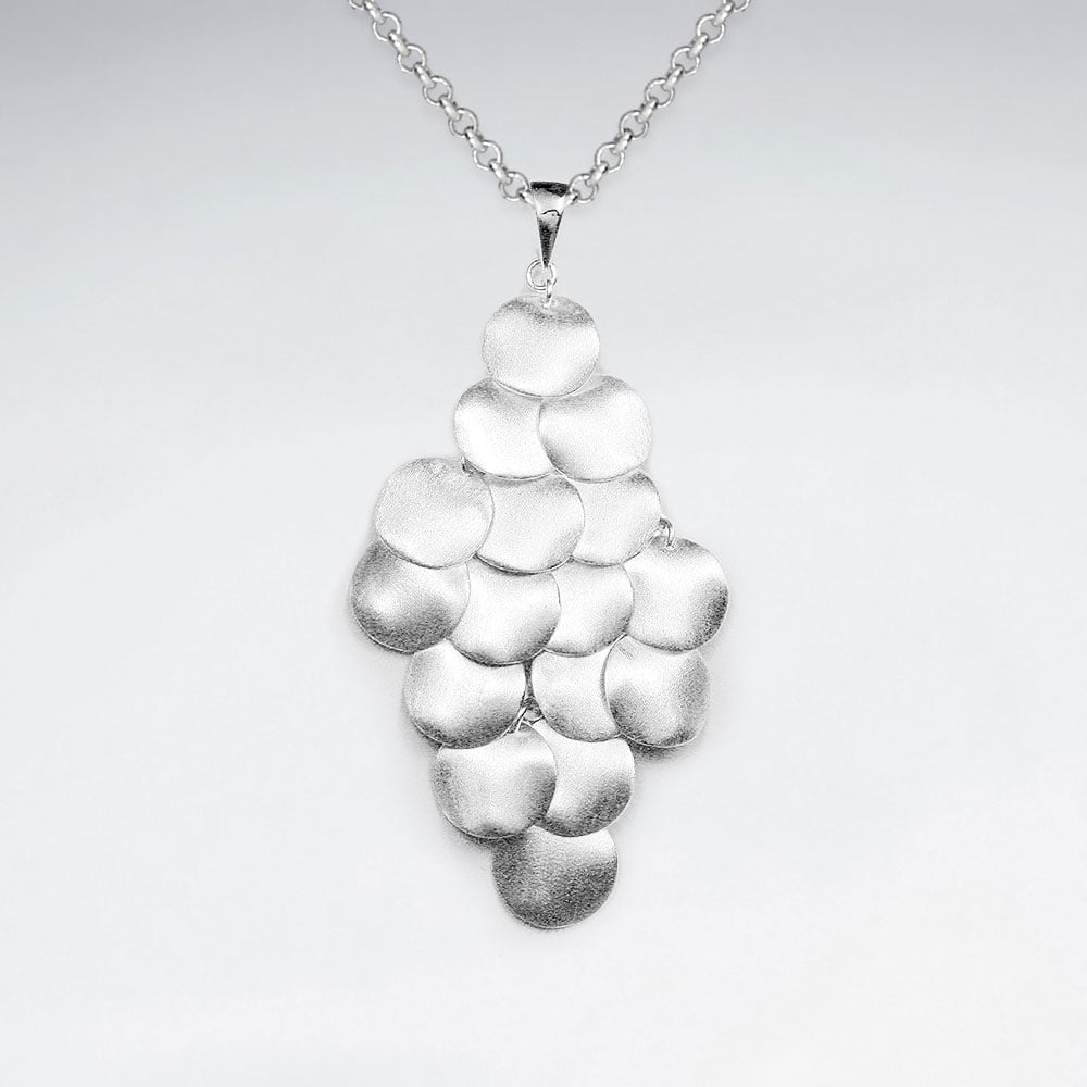 Sterling Silver Circle Charms Marquis Cascade Pendant