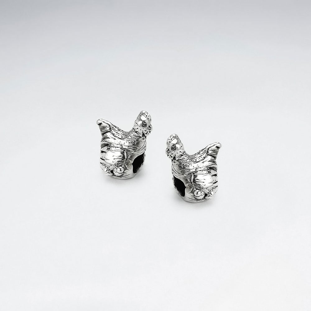 Sterling Silver Roosting Hen Beads