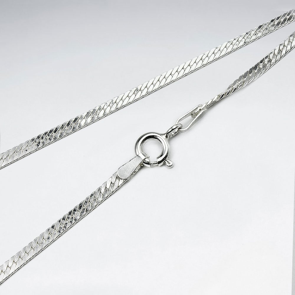 Flat Double Curb 925 Silver Chain
