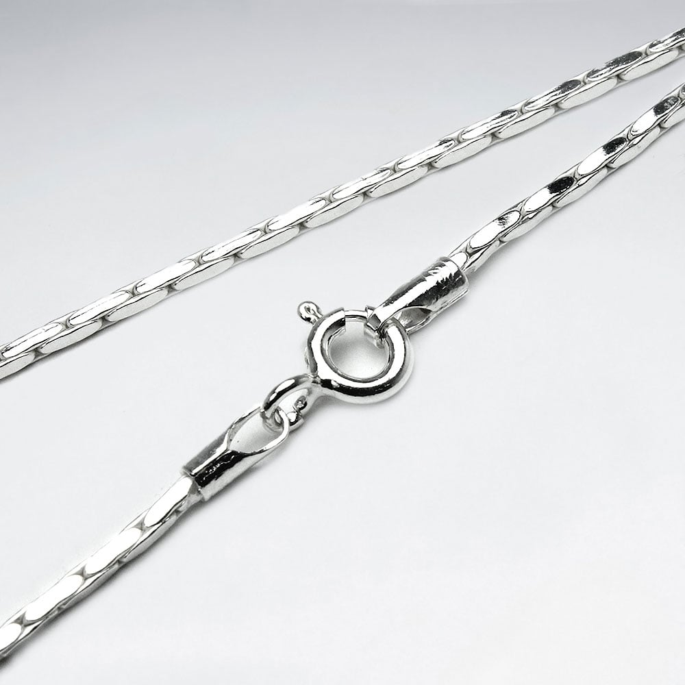 Square Hammered 925 Silver Chain